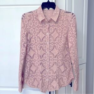 BURBERRY London Fitted Crochet Lace Blouse sz 6